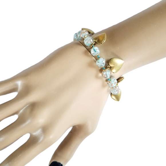 Hand Crafted Repurposed Vintage Art Glass Locket Bracelet - Picture 9 of 12